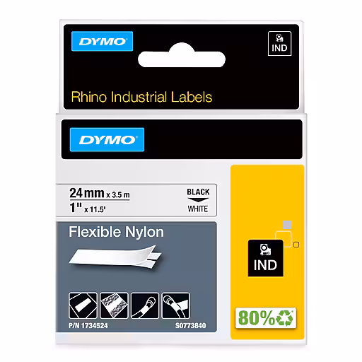 Dymo Rhino 24mm Wht Flex Nylon
