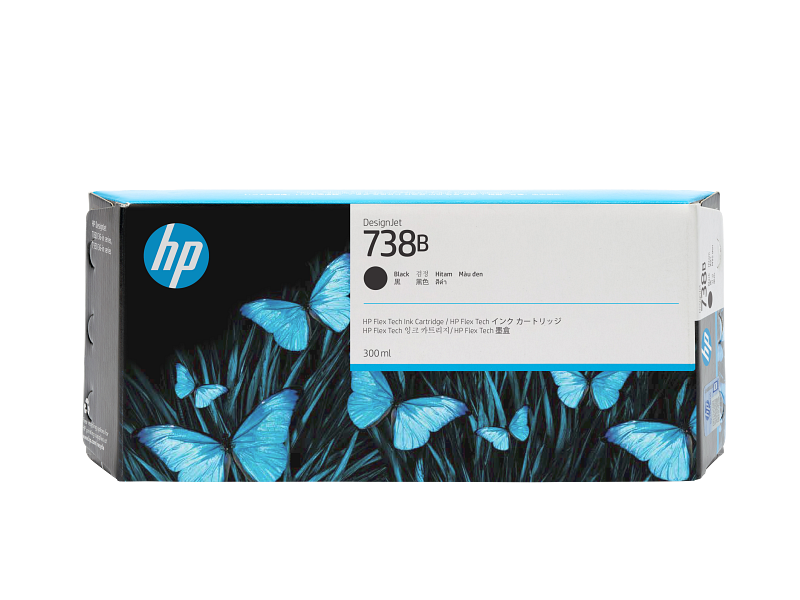 HP 738B 300-ml Black DesignJet Ink Cartr
