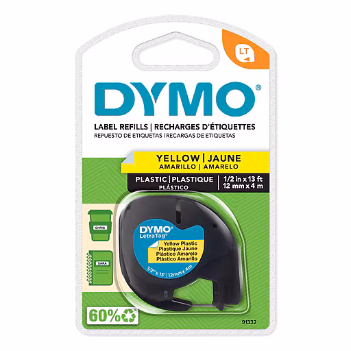 Dymo LT Plastic 12mm x 4m Yell
