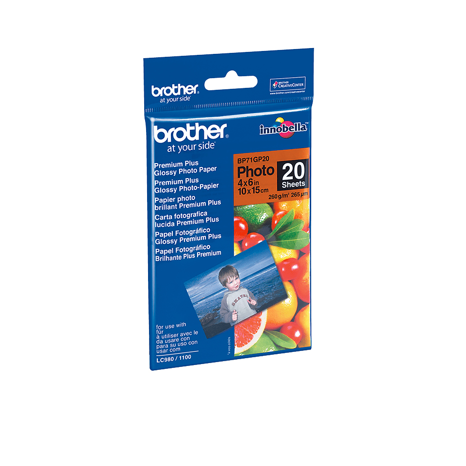 Brother BP71GP20 6x4 Premium Glossy Photo Paper 260GSM 20 Sheets