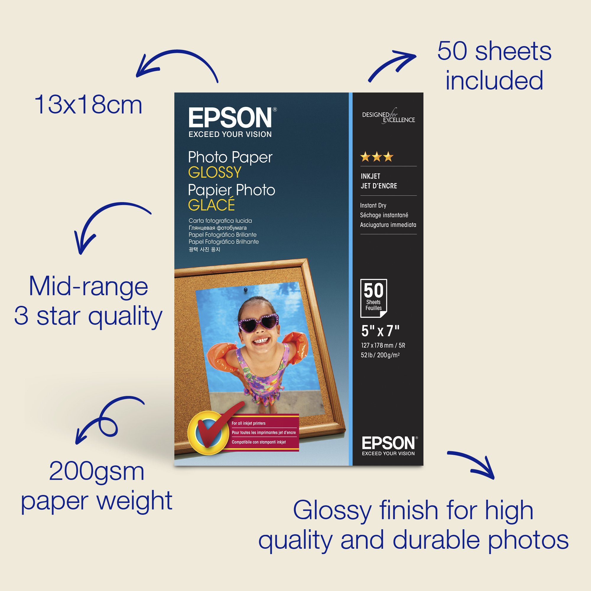 PHOTO PAPER GLOSSY 13X18CM 50 SHEET IN