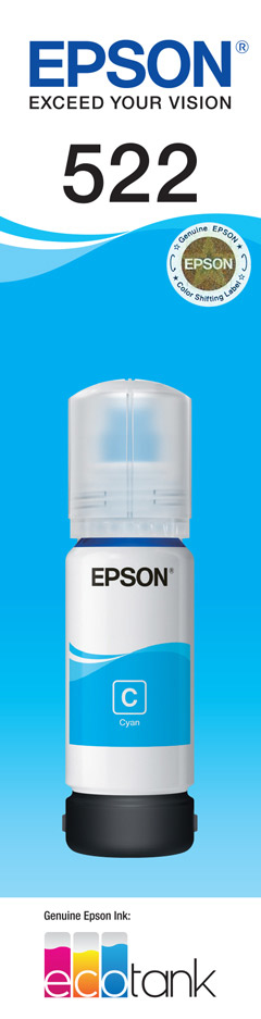 Epson T522 Cyan Ink Bottle