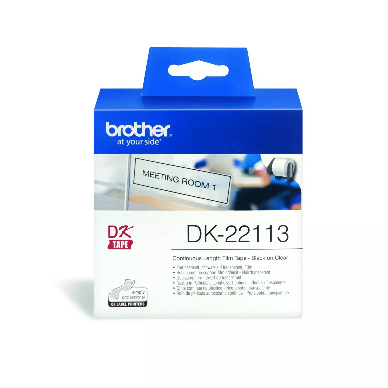 Brother DK22113 Continuous Clear Film Tape (Black Print on Clr) 62mm