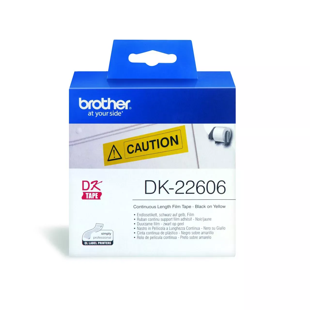 Brother DK22606 Continuous Paper Tpe (Blk Pnt on Yellow) 62mm x 15.24m