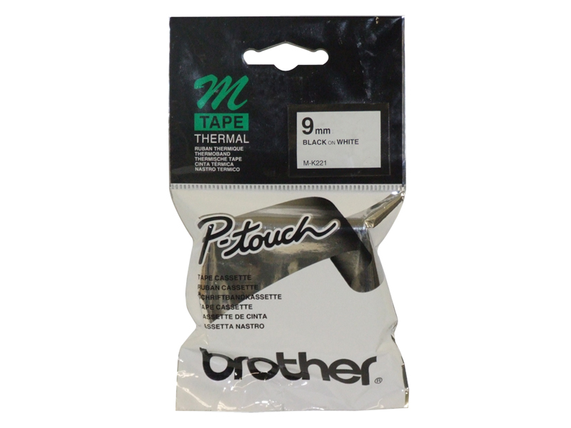 Brother MK-221 9mm x 8m Black on White M Label Tape