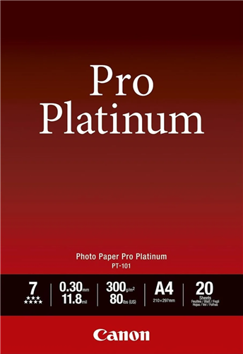 Canon PT-101 A4 Pro Platinum 300gsm Photo Paper - 20 Sheets