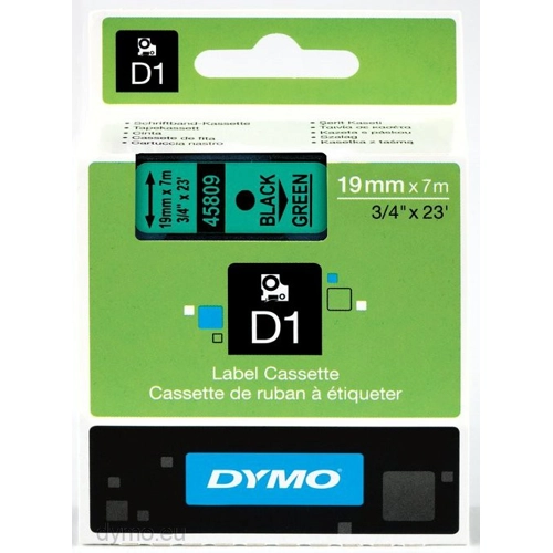 Dymo Blk on Grn 19mmx7m Tape