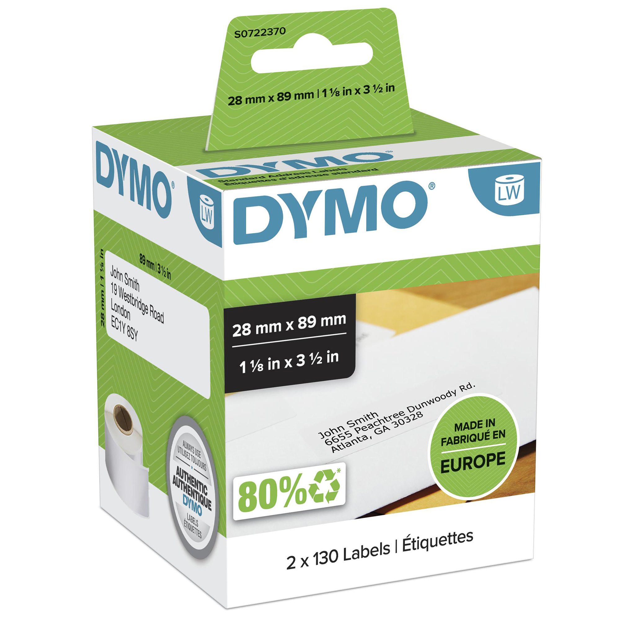 Dymo Add Labl 2 roll 28 x 89mm