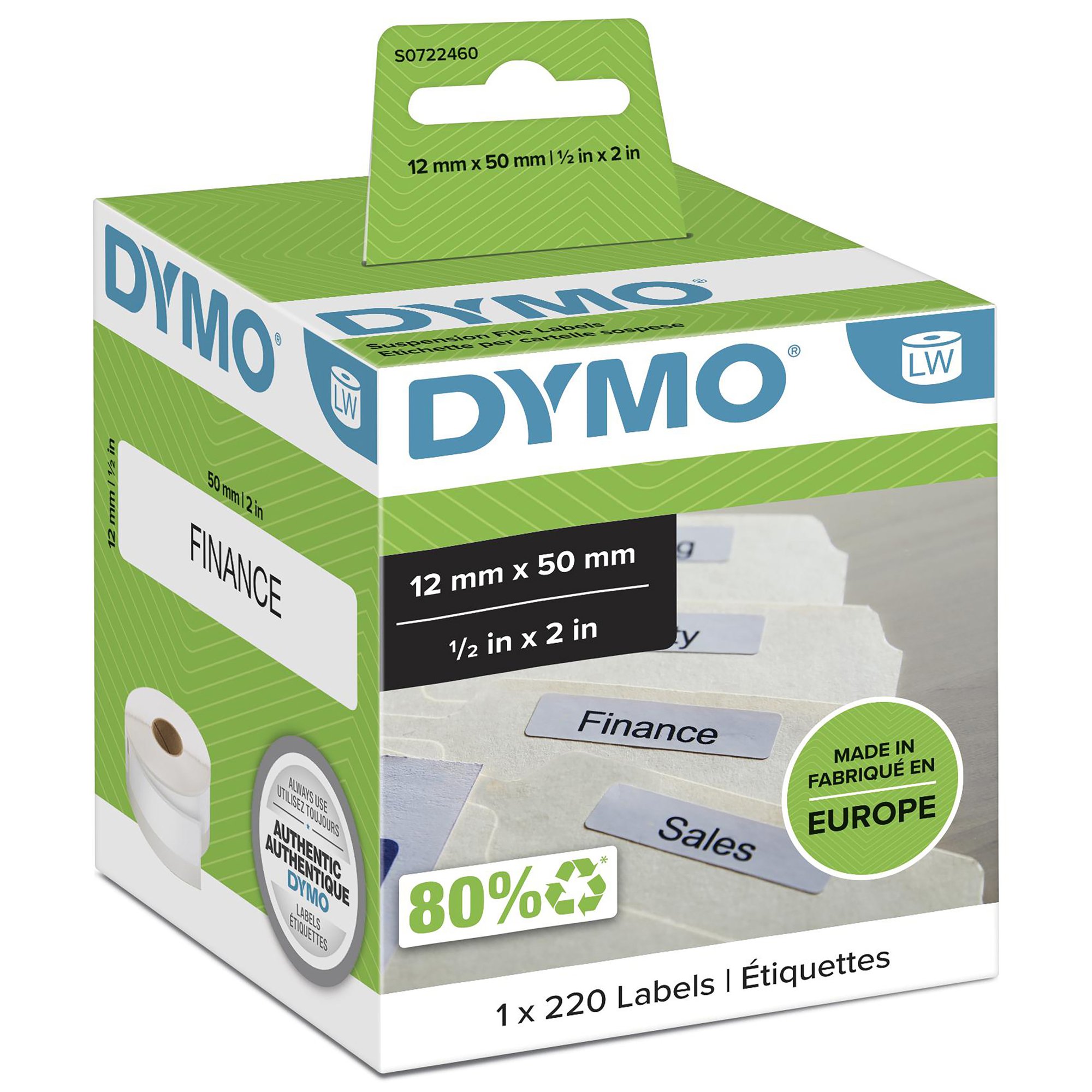 Dymo File Label 12mm x 50mm
