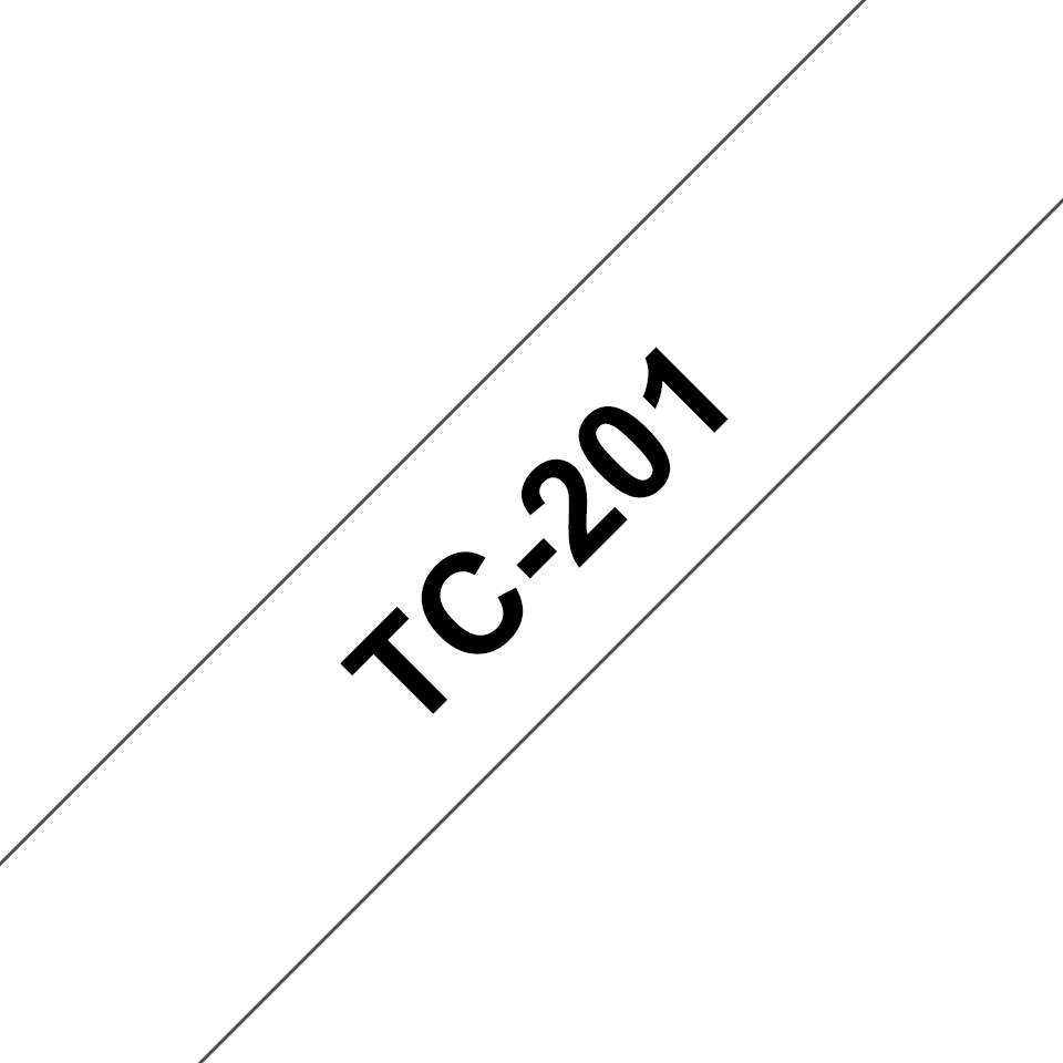 Brother TC-201 12mm x 8m Black on White Label Tape