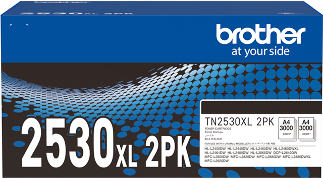 Brother TN2530XL2PK Black High Yield Toner 2 Pack