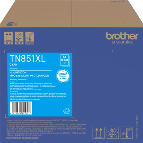Brother TN851XLC Cyan High Capacity Toner