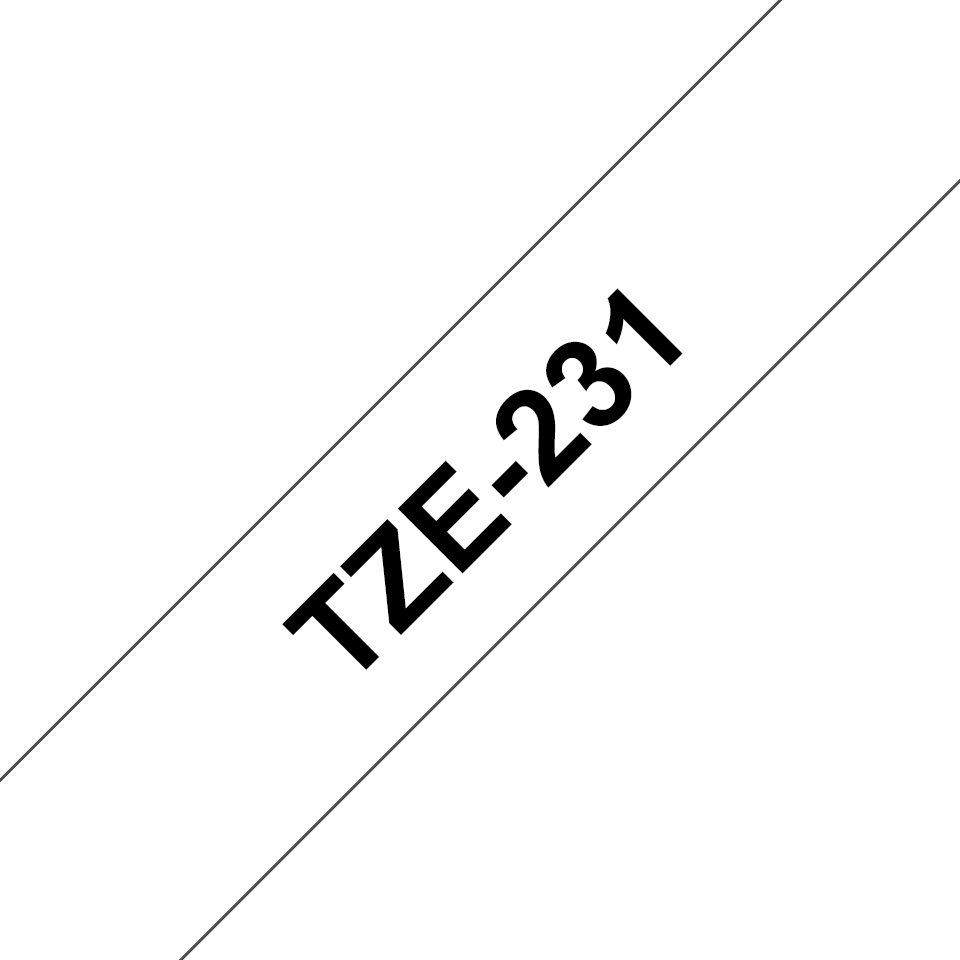 Brother TZe-231 12mm x 8m Black on White Tape
