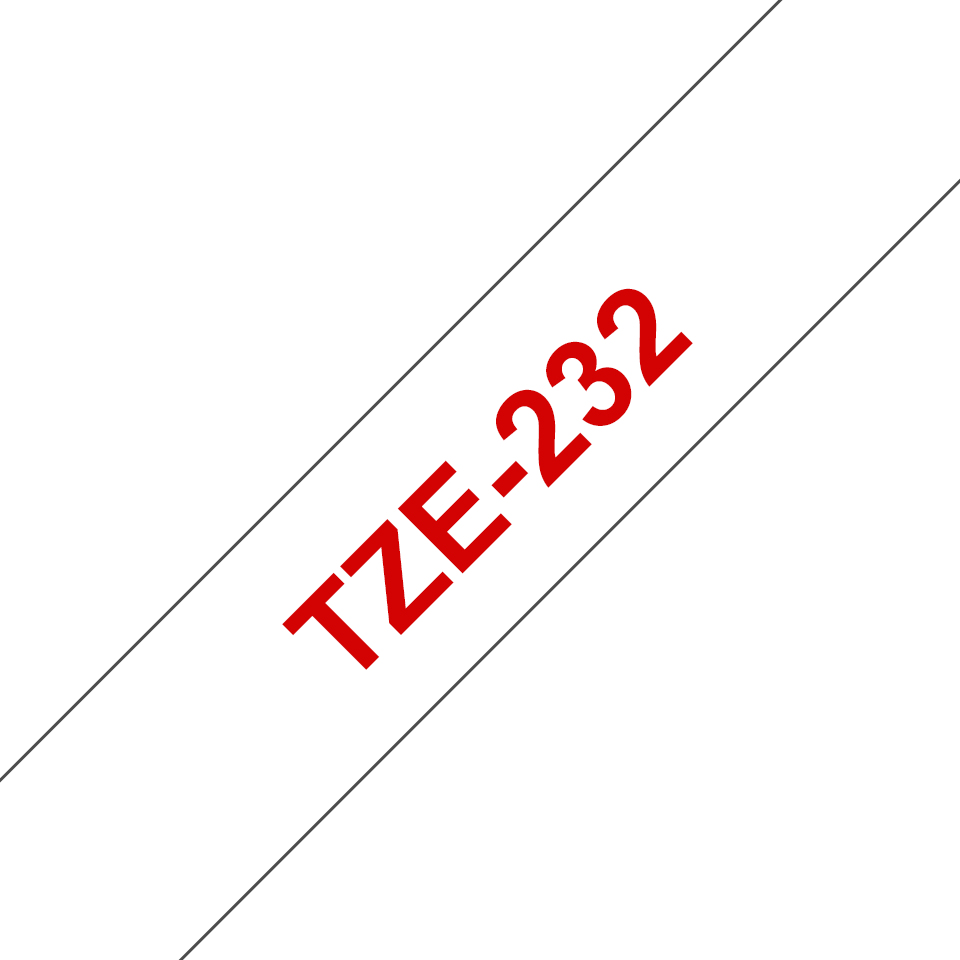 Brother TZe-232 12mm x 8m Red on White Tape