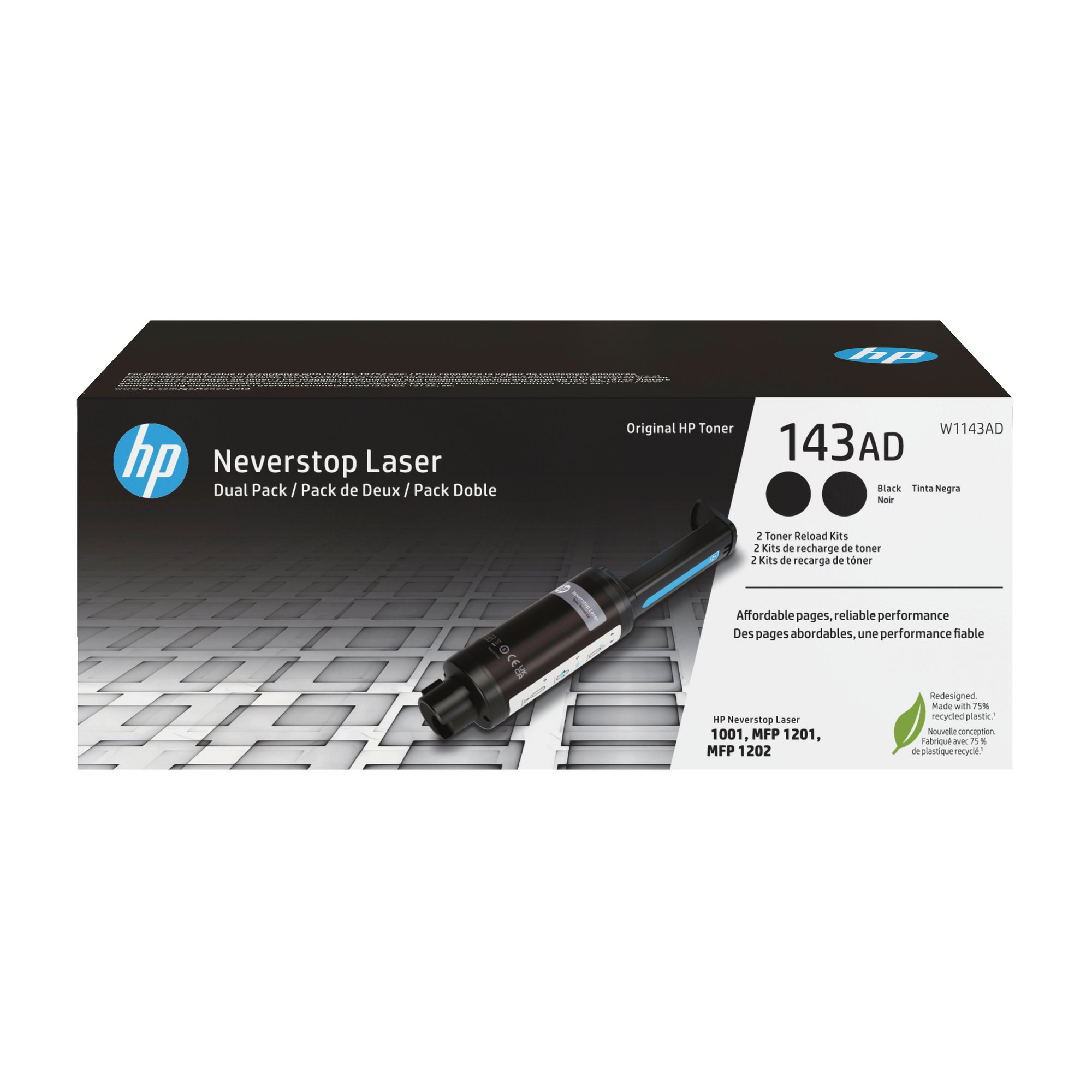 HP 143A Dual Pack Black Neverstop Toner Reload Kit