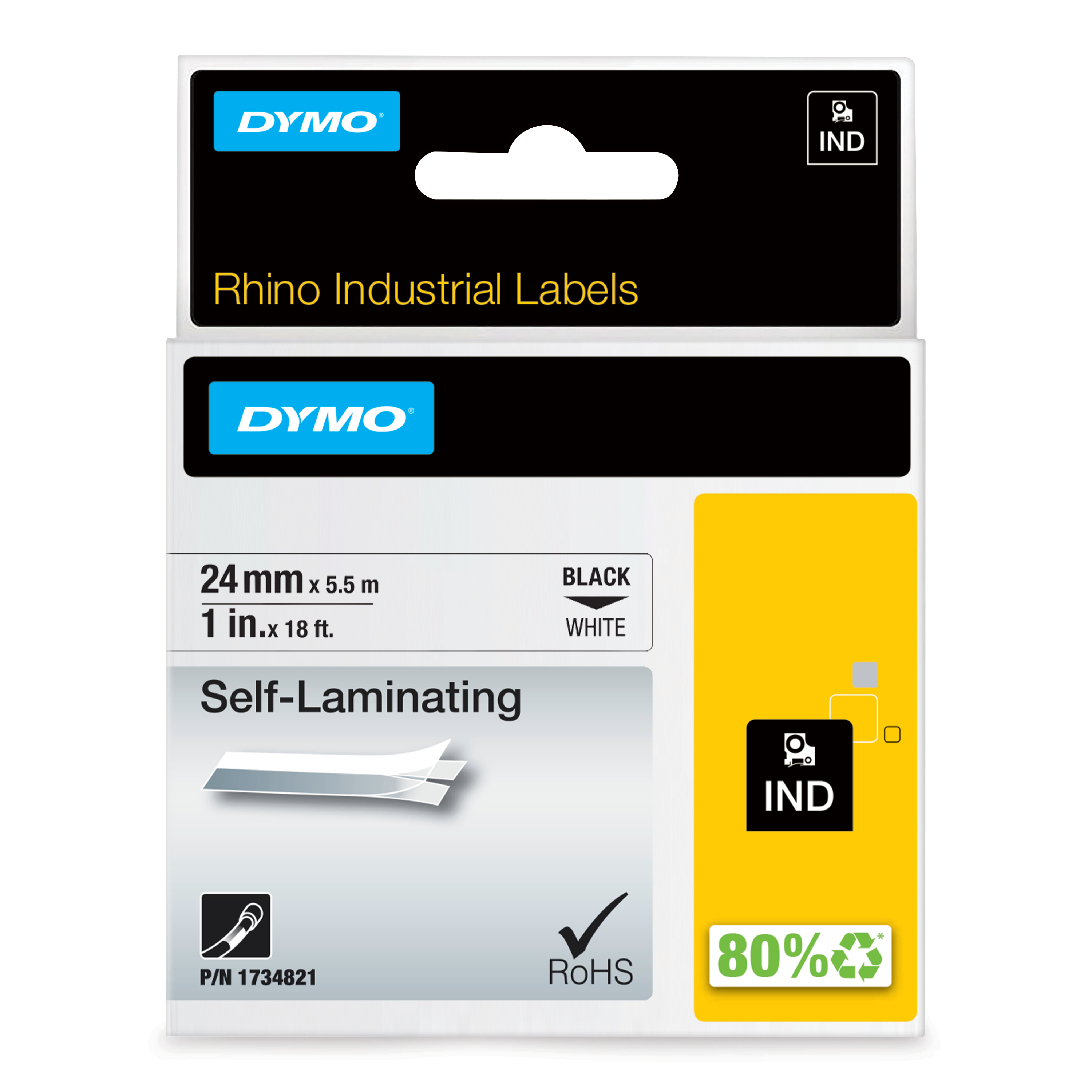 Dymo Rhino 24mm Wht Vinyl
