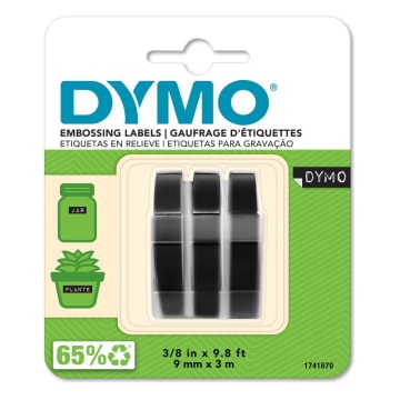 Dymo Emb Tape 3pk Blk 9mm x 3m