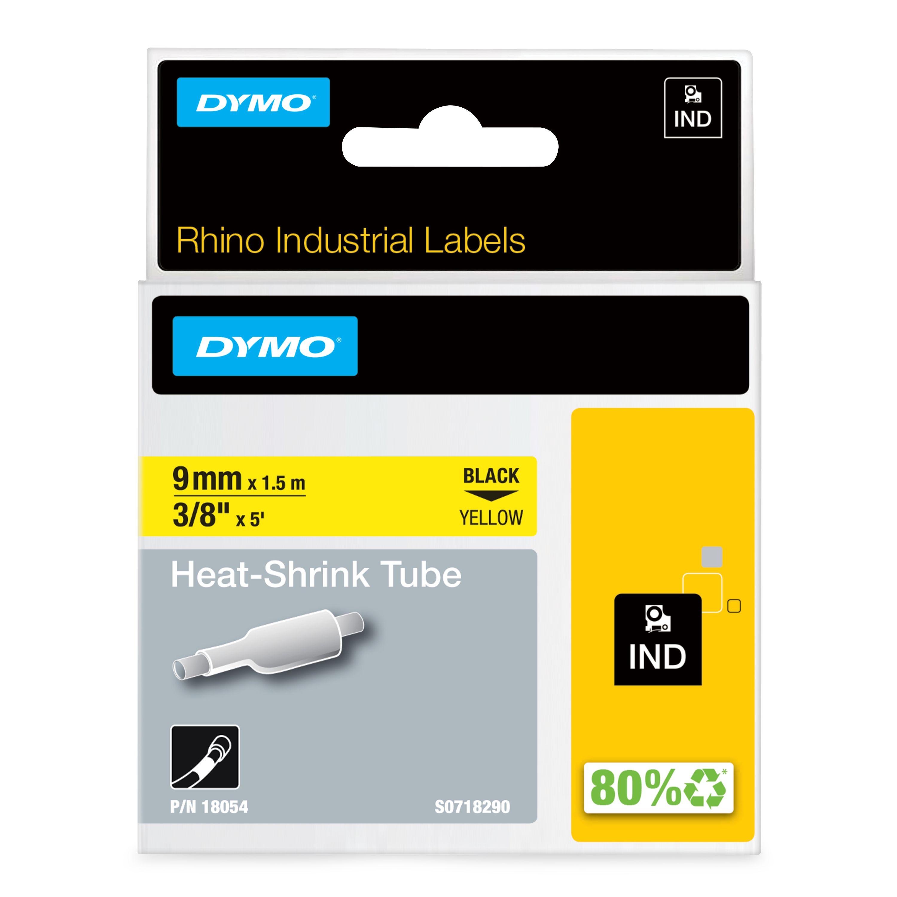 Dymo Rhino H/S Lbl 9mm Yellow