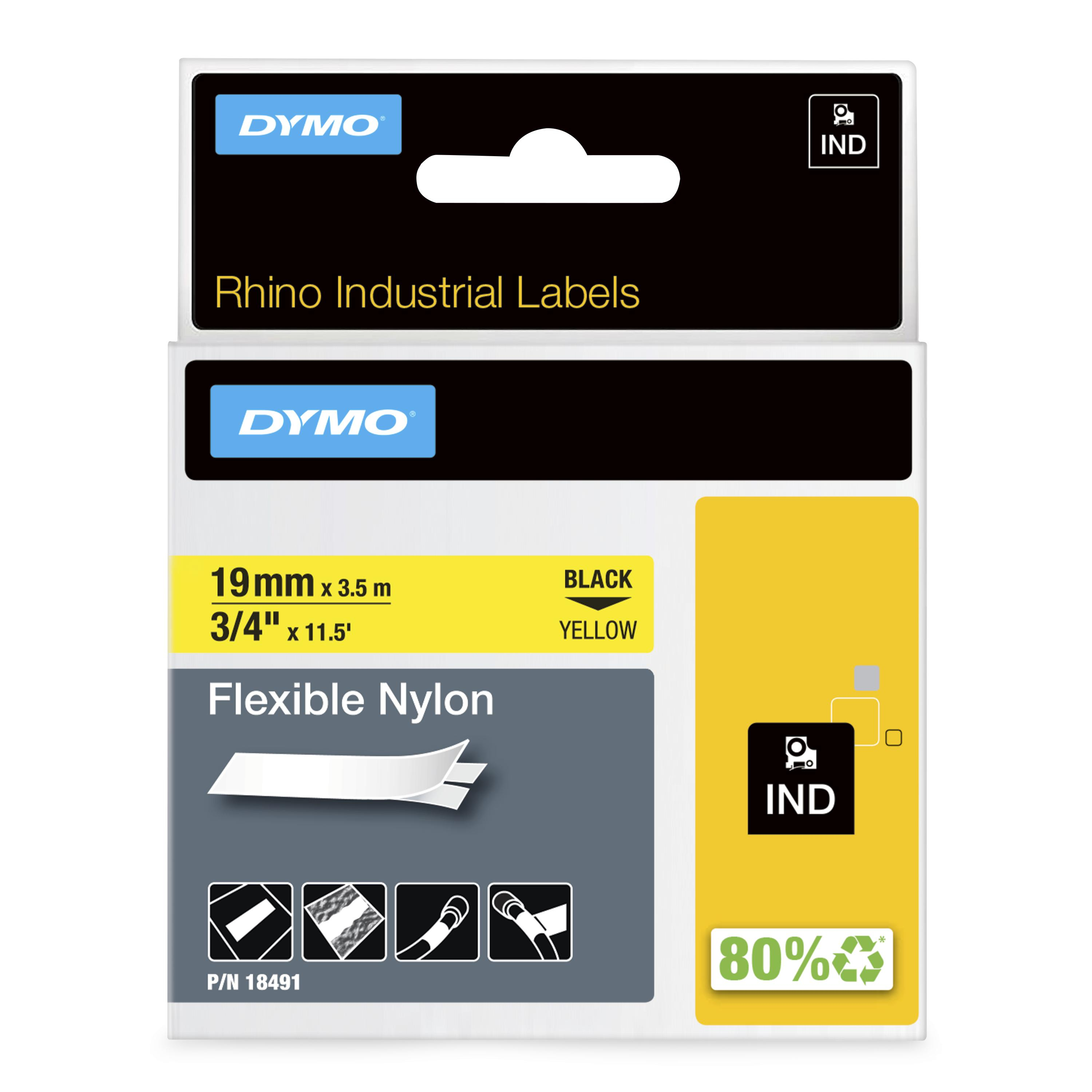 Dymo Rhino Ny Lbl 19mm Blk/Yel