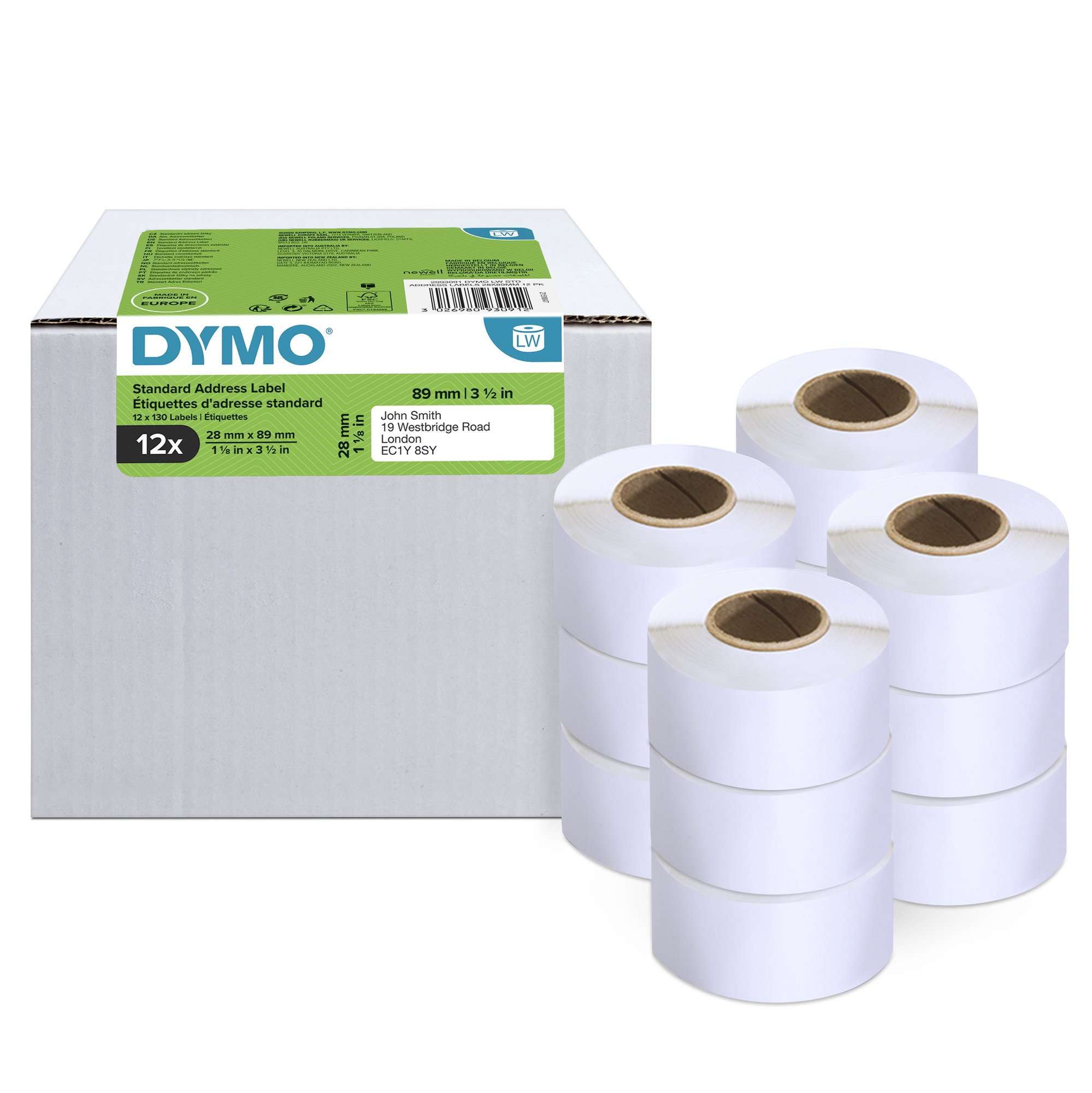 DY LW Std Add Lbl 28X89mm Pk12