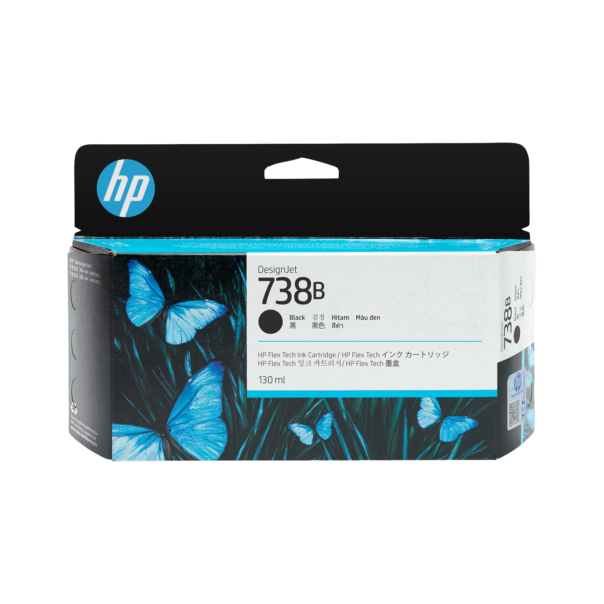 HP 738B 130-ml Black DesignJet Ink Cartr