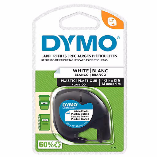 Dymo LT Plastic 12mm x 4m Wht