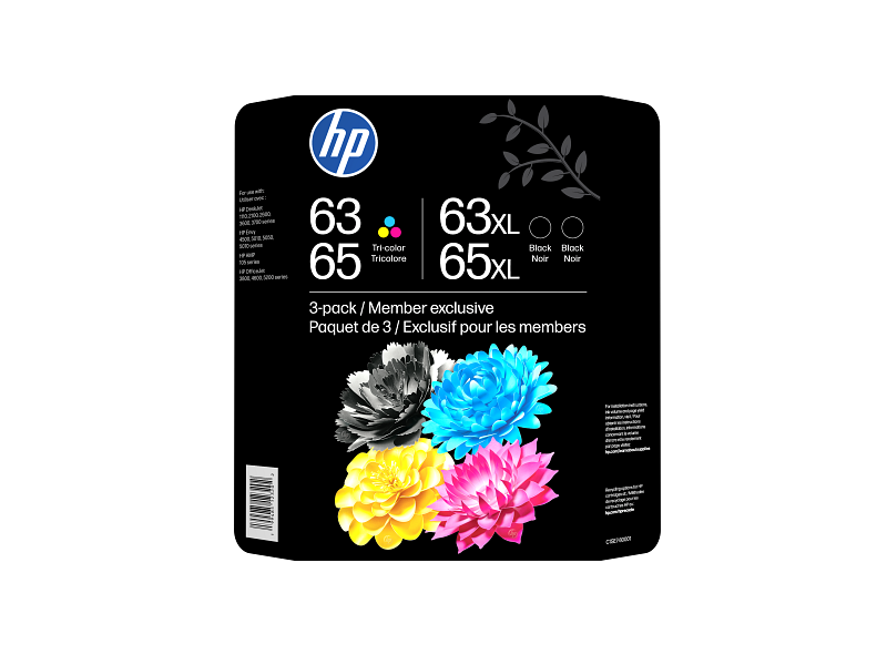 HP 63/65 Colour/Black Ink Cartridge Combo 3-Pack (2 Black and 1 Color)