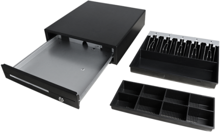 Maken CK-410 Cash Drawer 4 Note 8 Coin  Black Front 24V
