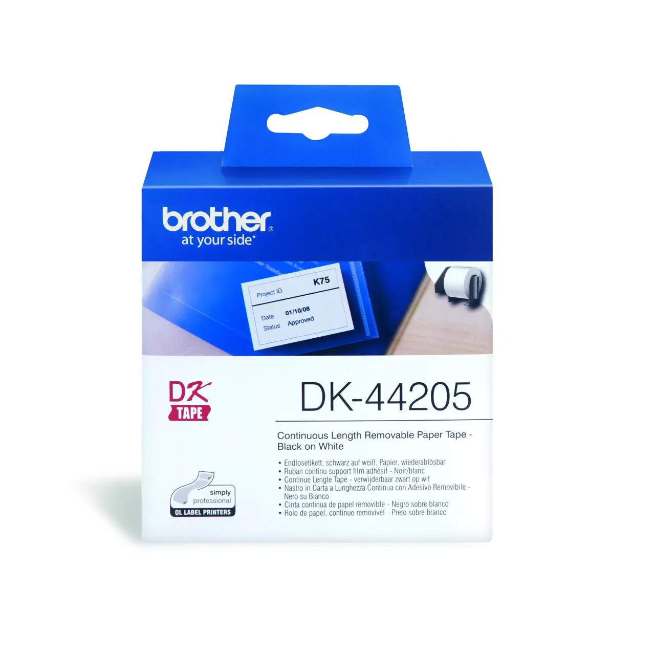 Brother DK44205 Continuous Paper Roll (Blk Print on Wht) 62mm x 30.48m