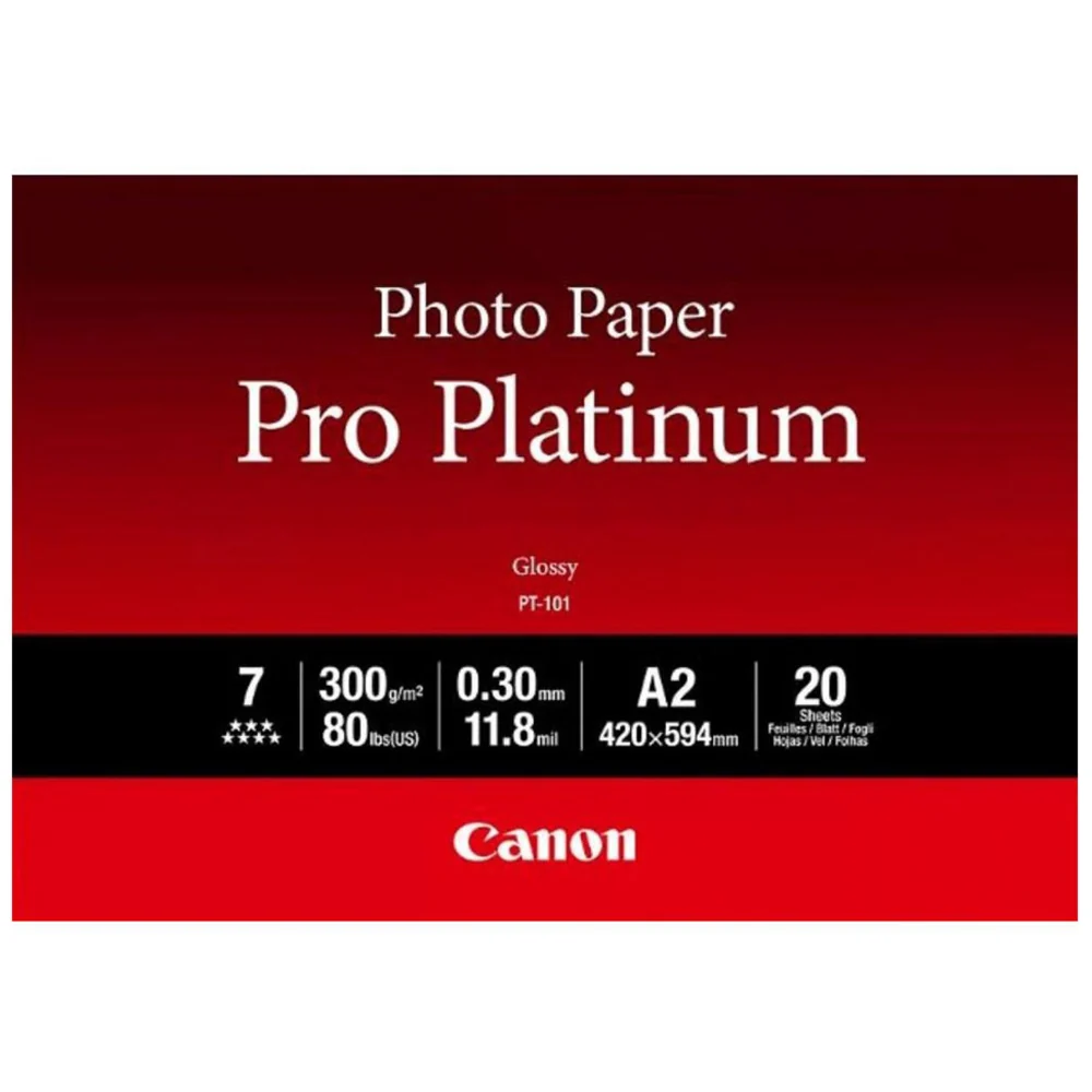 Canon PT-101 A2 Pro Platinum 300gsm Photo Paper - 20 Sheets