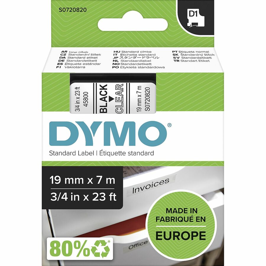 Dymo Blk on Clr 19mmx7m Tape
