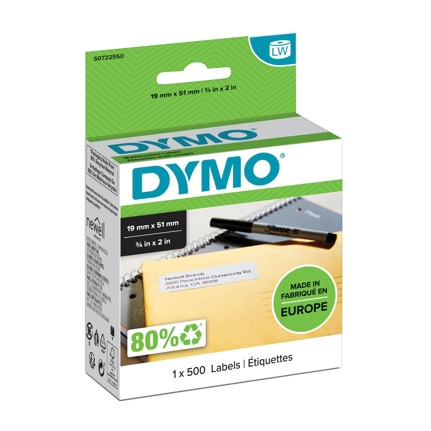 Dymo LW 19mm x 51mm White
