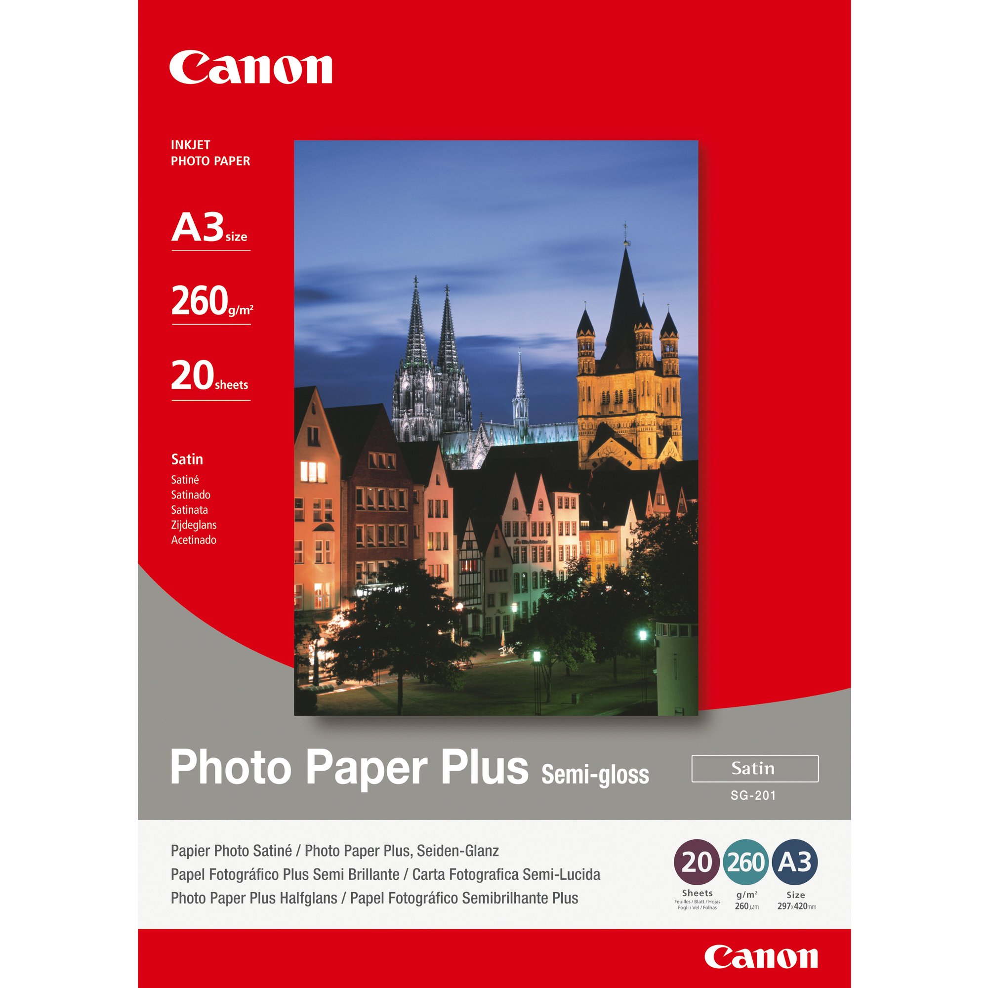 Canon SG-201 A3 Semi Gloss Satin 260gsm Photo Paper - 20 Sheets