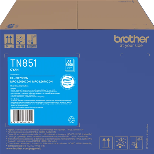 Brother TN851C Cyan Standard Toner