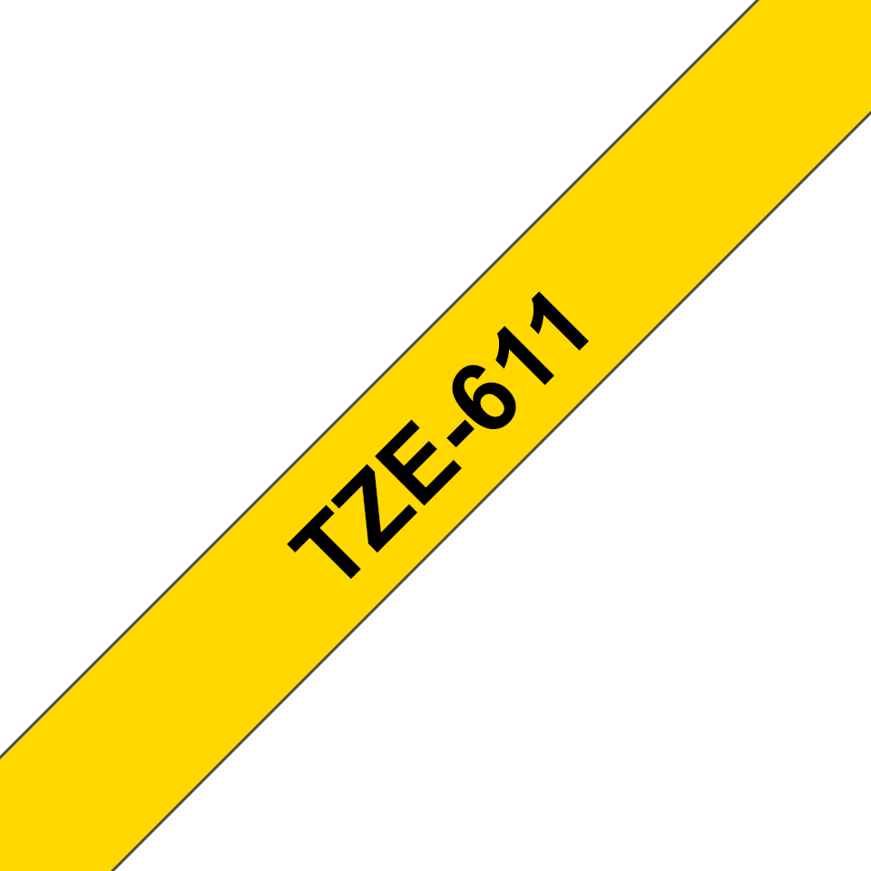 Brother TZe-611 6mm x 8m Black on Yellow Tape