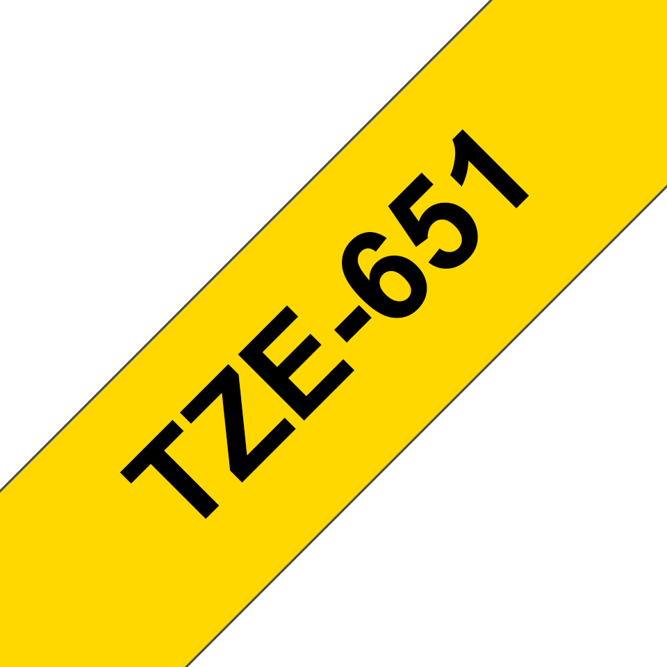 Brother TZe-651 24mm x 8m Black on Yellow Tape