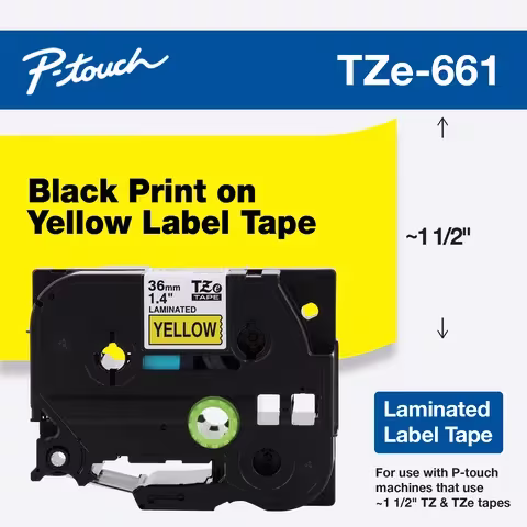 Brother TZe-661 36mm x 8m Black on Yellow Tape