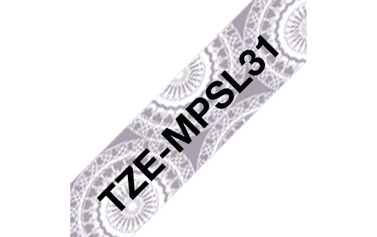 Brother TZEMPSL31 12mm x 4m P-Touch Black on Silver Lace Tape