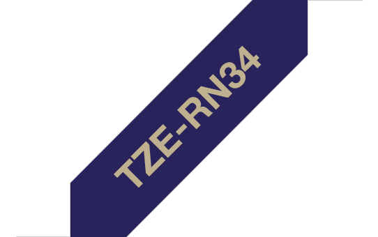 Brother TZe-RN34 12mm x 4m Gold on Navy Ribbon Tape